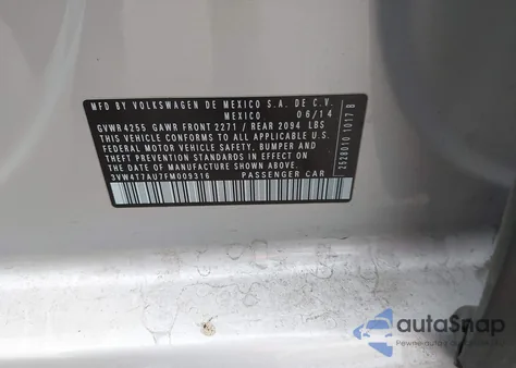 2015 Volkswagen Golf Gti 2.0T Autobahn 4-Door z USA, uszkodzony, nr VIN 3VW4T7AU7FM009316